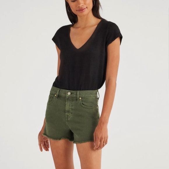 7 for all mankind green High Waist Shorts - Picture 1 of 6